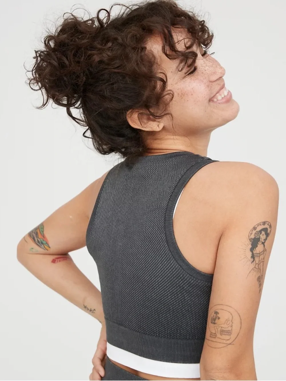 aerie Charcoal Gray High-Neck Cropped Sports Bra